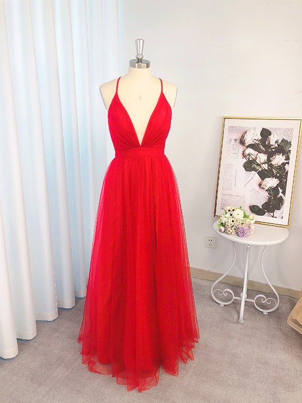 A-Line/Princess Chiffon Ruffles Spaghetti Straps Sleeveless Floor-Length Dresses 3486