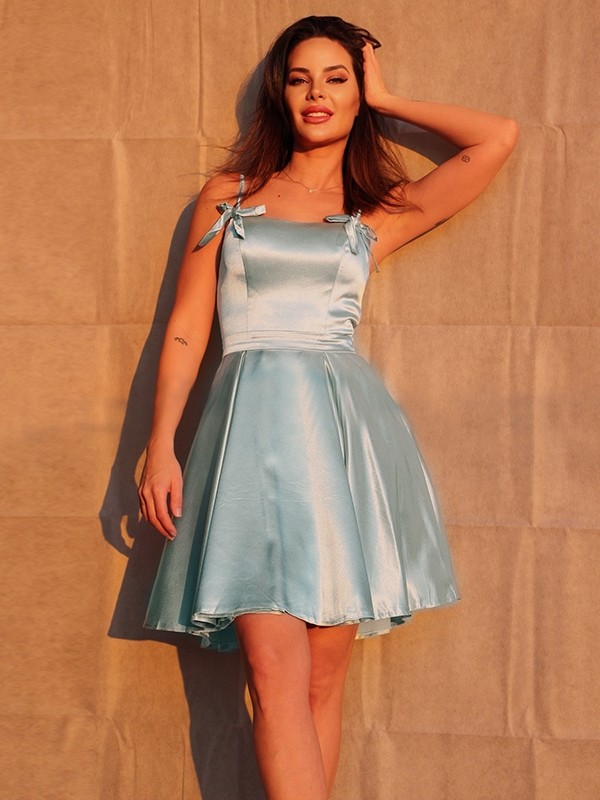 A-Line/Princess Ruffles Spaghetti Straps Sleeveless Short/Mini Homecoming Dresses 4014