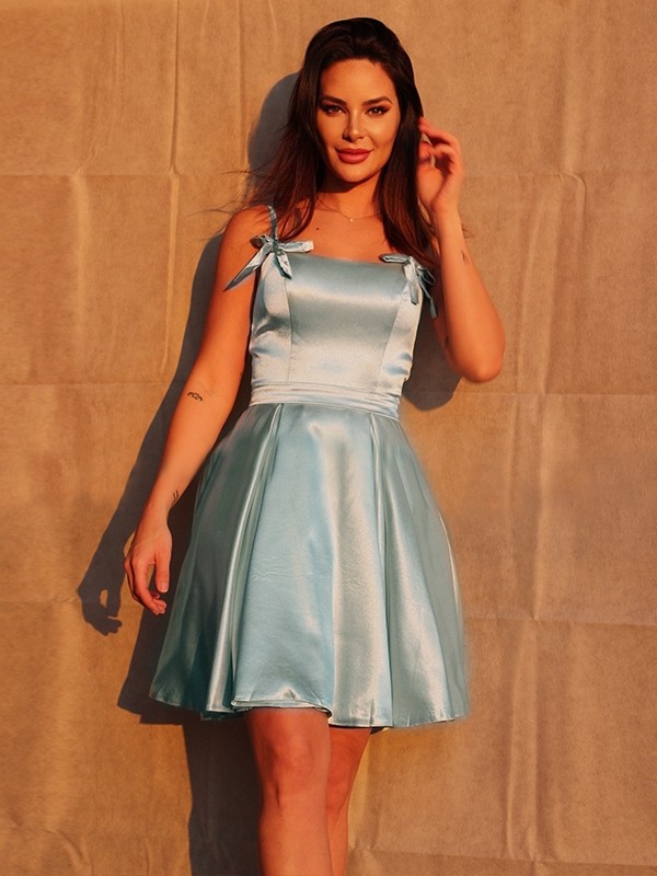 A-Line/Princess Ruffles Spaghetti Straps Sleeveless Short/Mini Homecoming Dresses 4014