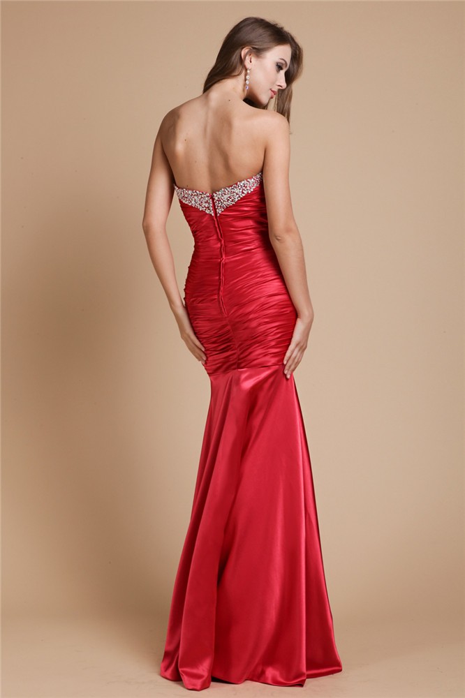 Trumpet/Mermaid Sweetheart Long Sleeveless Elastic Woven Satin Beading Dresses 7499