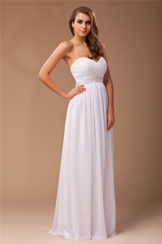 Sheath/Column Beading Sweetheart Long Sleeveless Chiffon Dresses 5852