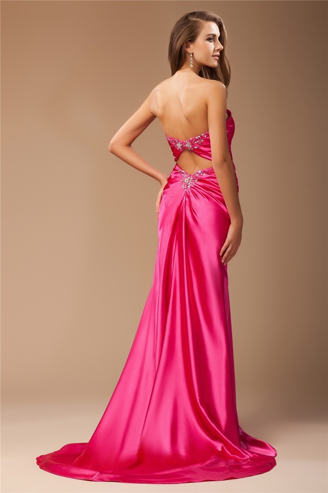 Trumpet/Mermaid Sweetheart Sleeveless Beading Long Elastic Woven Satin Dresses 7524