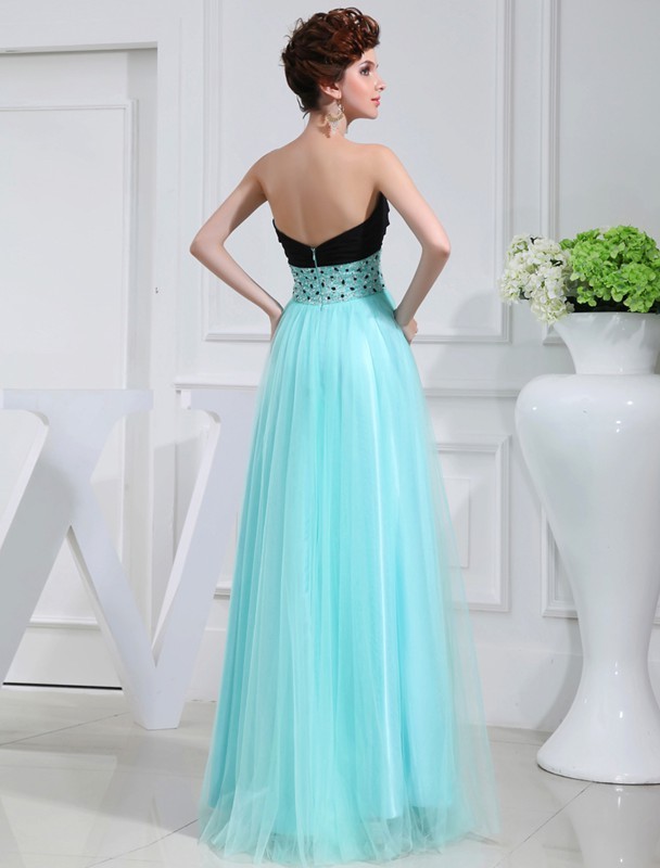 A-Line/Princess Beading Sweetheart Sleeveless Elastic Woven Satin Dresses 3417