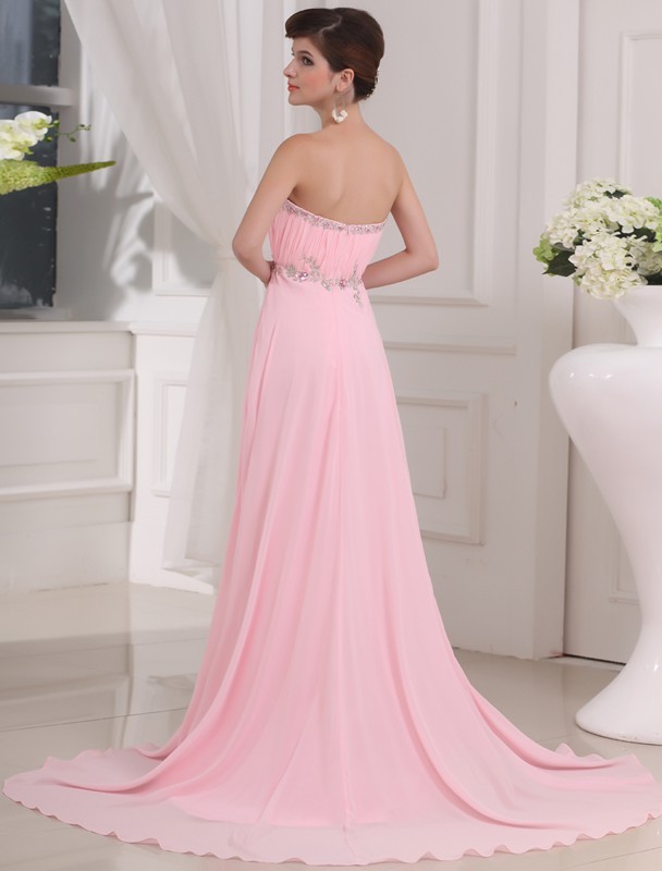 A-Line/Princess Beading Sleeveless Strapless Long Chiffon Dresses 3413