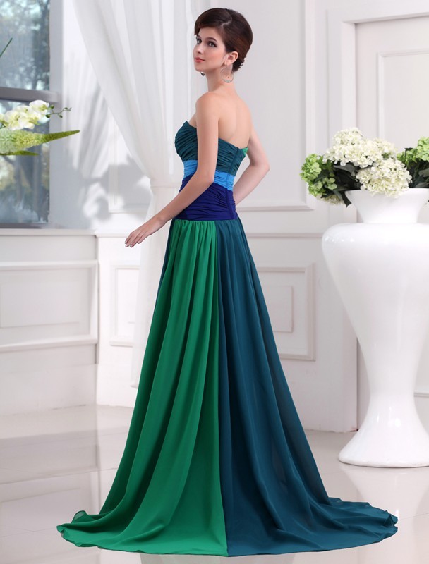 A-Line/Princess Sweetheart Sleeveless Beading Long Chiffon Dresses 5057