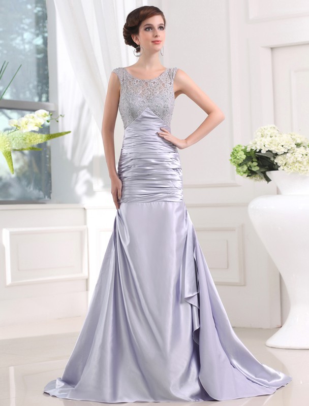 Trumpet/Mermaid Beading Sleeveless Elastic Woven Satin Long Dresses 7021