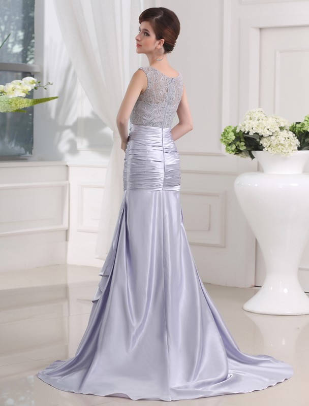 Trumpet/Mermaid Beading Sleeveless Elastic Woven Satin Long Dresses 7021