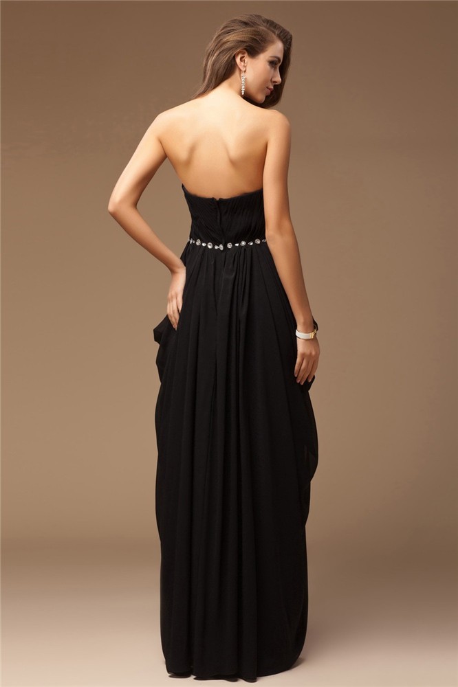 Sheath/Column Sweetheart Sleeveless Beading Long Chiffon Dresses 6804