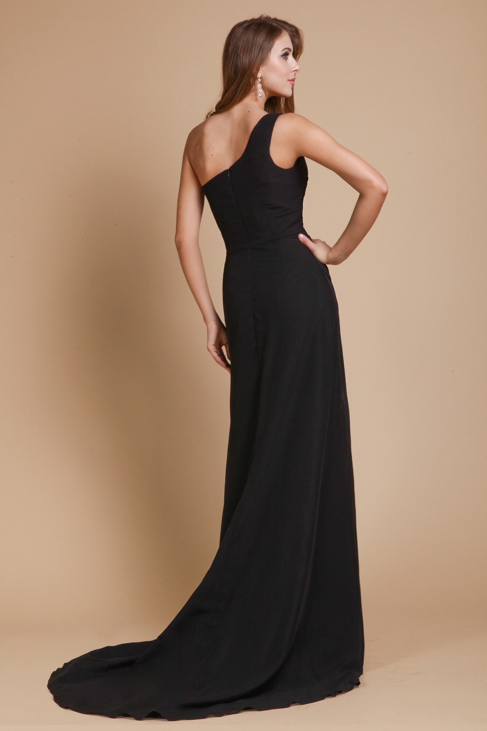 A-Line/Princess One-Shoulder Sleeveless Ruffles Long Chiffon Dresses 3936