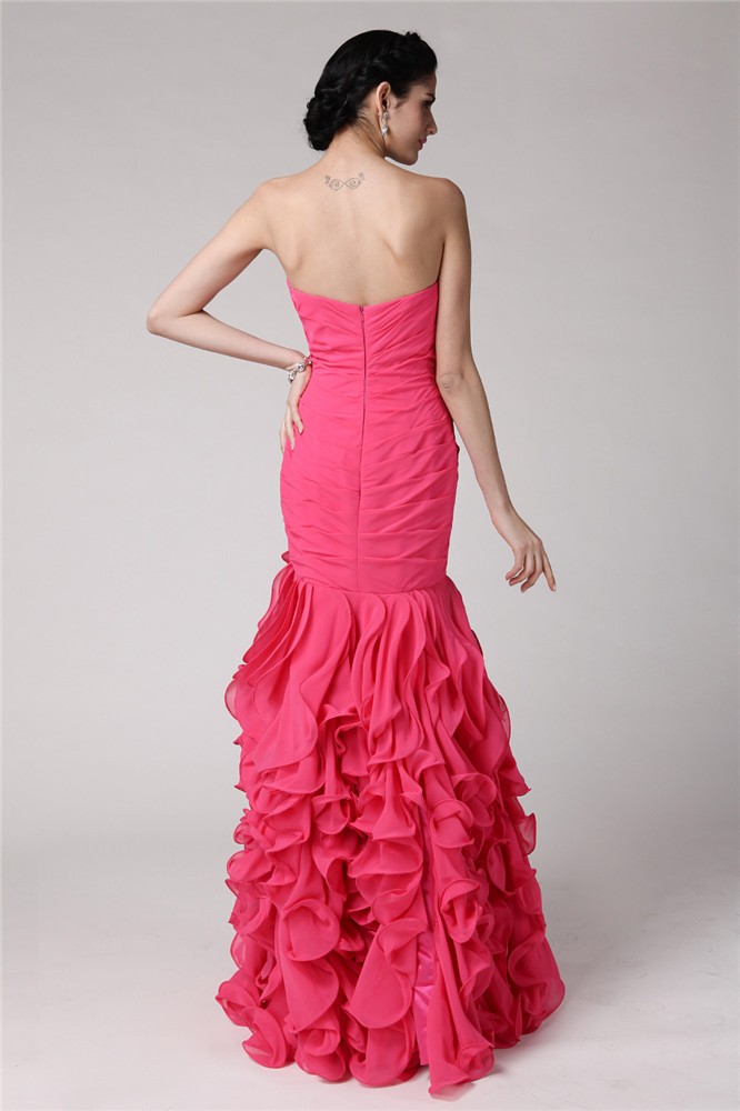 Trumpet/Mermaid Sweetheart Sleeveless Beading Ruffles Long Chiffon Dresses 7531