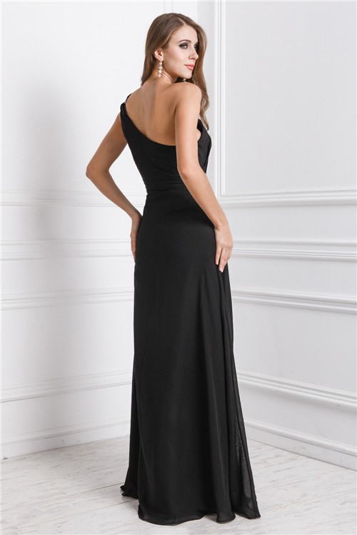 Sheath/Column One Shoulder Sleeveless Long Beading Dresses 6199