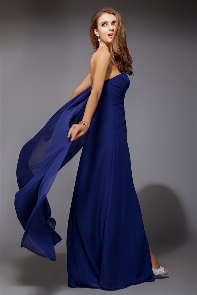 Sheath/Column Sweetheart Long Sleeveless Ruffles Chiffon Dresses 6784