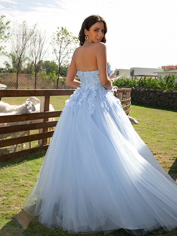 Ball Gown Tulle Applique Sweetheart Sleeveless Floor-Length Dresses 5786