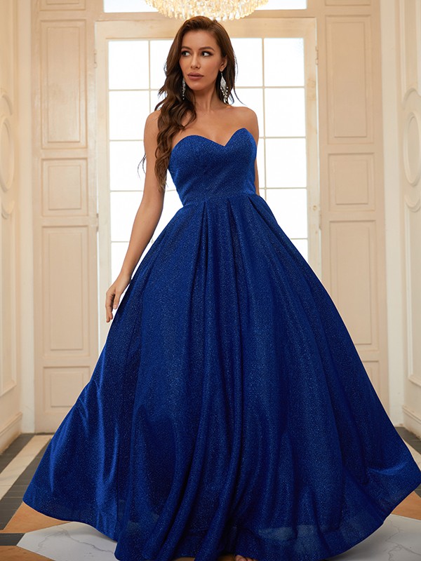 A-Line/Princess Ruffles Sweetheart Sleeveless Floor-Length Dresses 4032