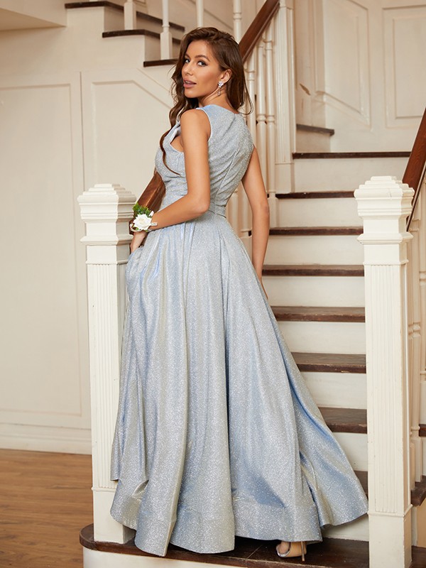 A-Line/Princess Ruffles Scoop Sleeveless Floor-Length Dresses 4000