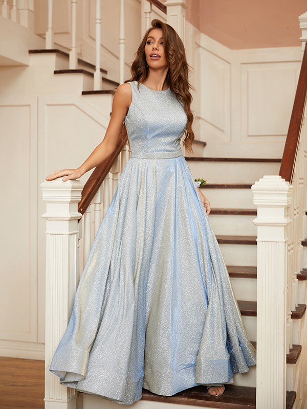 A-Line/Princess Ruffles Scoop Sleeveless Floor-Length Dresses 4000