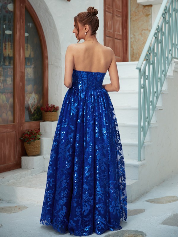 A-Line/Princess Ruffles Strapless Sleeveless Floor-Length Dresses 4025