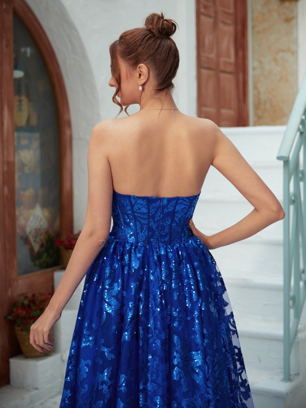 A-Line/Princess Ruffles Strapless Sleeveless Floor-Length Dresses 4025