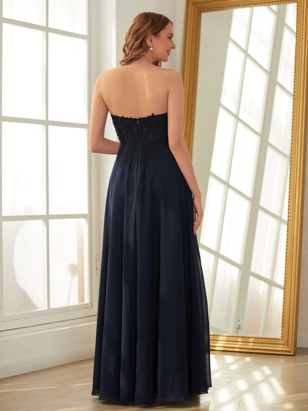 A-Line/Princess Chiffon Applique Sweetheart Sleeveless Floor-Length Dresses 3451