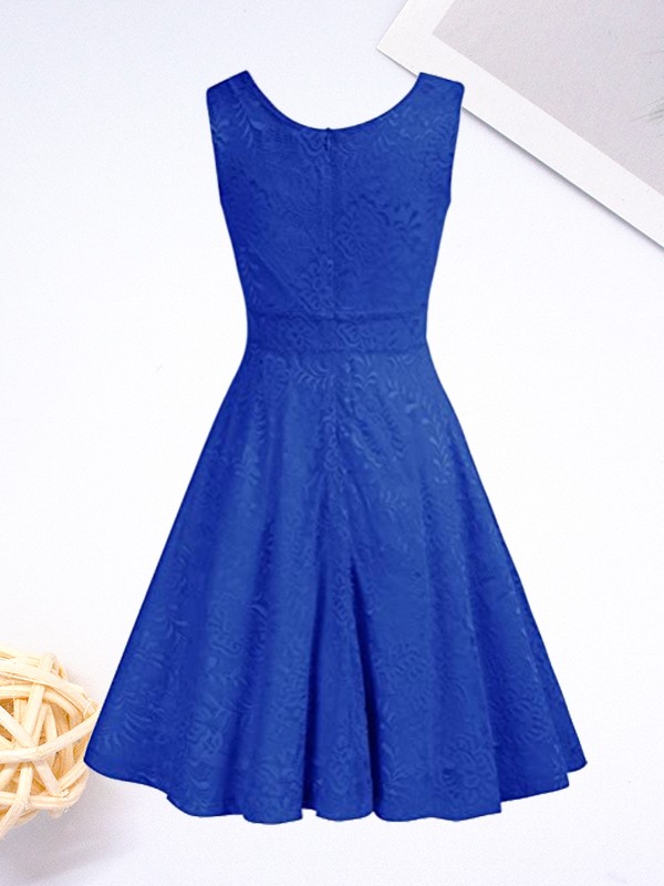 A-Line/Princess Lace Ruched V-neck Sleeveless Short/Mini Dresses 4136