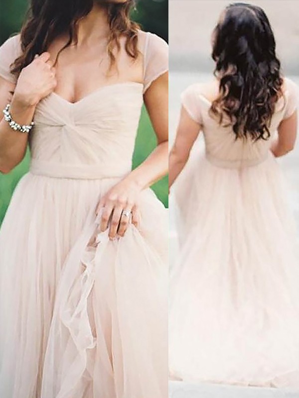 A-Line/Princess Sweetheart Sleeveless Floor-Length Ruched Chiffon Dresses 5079