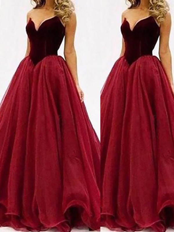 Ball Gown Sweetheart Sleeveless Tulle Floor-Length Dresses 5780