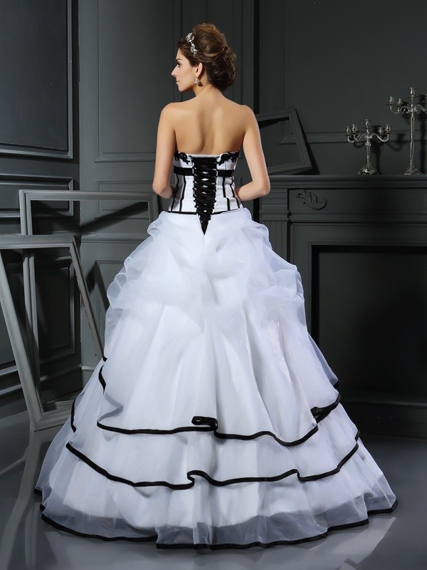 Ball Gown Sweetheart Applique Sleeveless Long Satin Wedding Dresses 1273