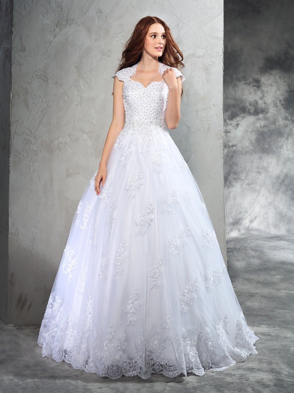 Ball Gown Sweetheart Lace Sleeveless Long Organza Wedding Dresses 1940