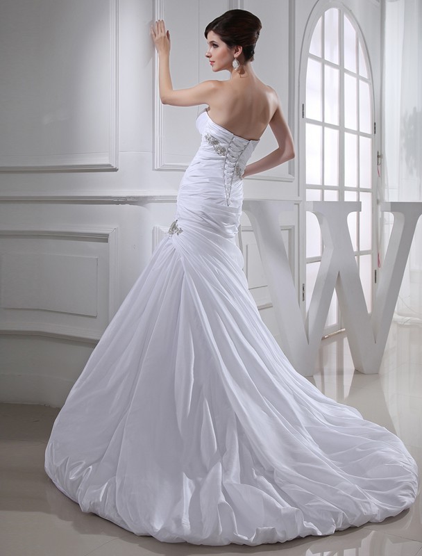 Beading Trumpet/Mermaid Long Taffeta Wedding Dresses 2068