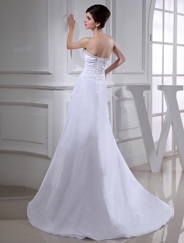 A-Line/Princess Beading Long Sleeveless Taffeta Wedding Dresses 2049