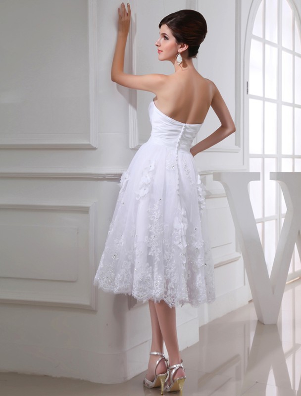 A-Line/Princess Beading Sweetheart Sleeveless Organza Applique Taffeta Wedding Dresses 1775