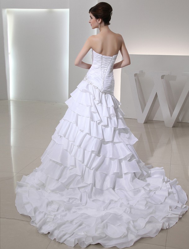 A-Line/Princess Beading Sweetheart Sleeveless Long Taffeta Wedding Dresses 2052