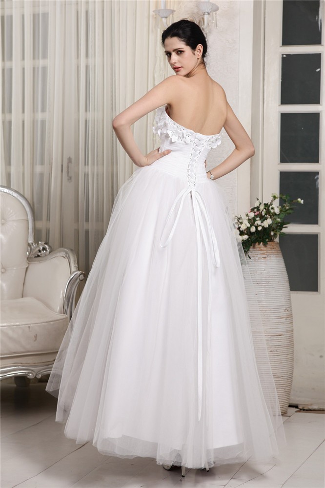 Ball Gown Sweetheart Sleeveless Beading Long Organza Wedding Dresses 1948